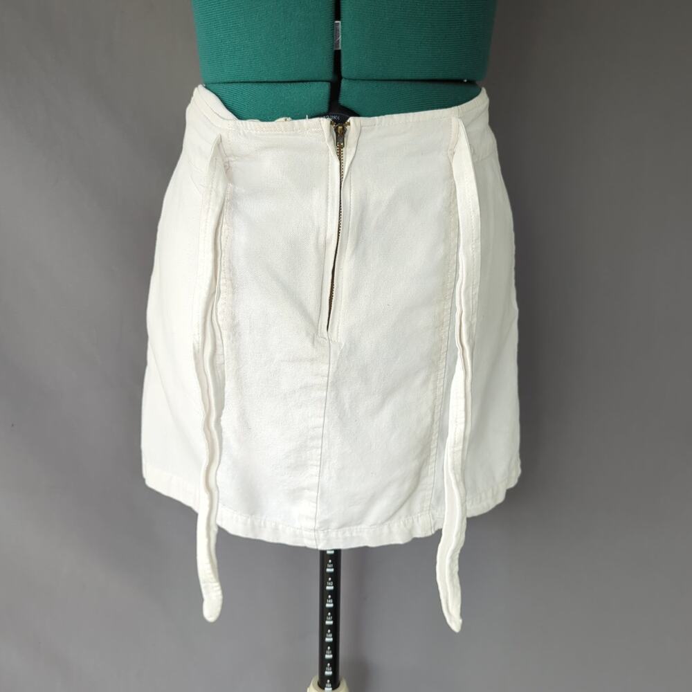 Altar'd State Medium White Utility Mini Skirt Cotton Cargo Pocket Tie Detail